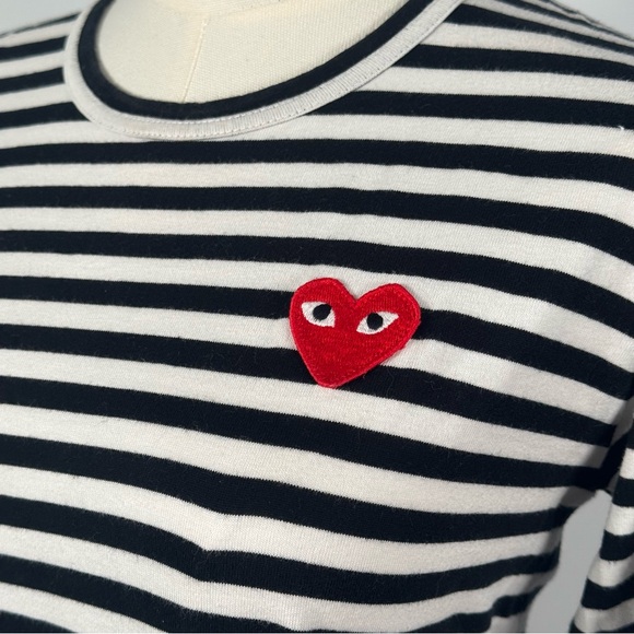 ❤️ COMME des GARÇONS PLAY Striped Long Sleeve Tee size L - Picture 7 of 7